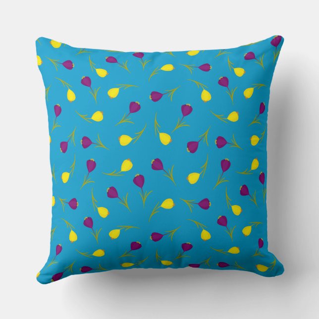 Coussin Tulip Blue Floral Répéter l'art Motif (Verso)
