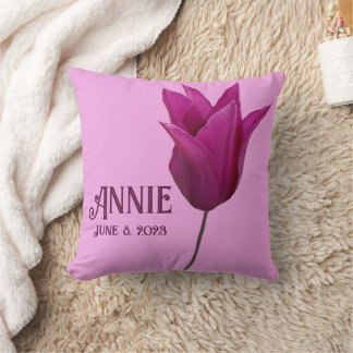 Coussin Tulip rose mignonne Annie nom personnalisable bébé