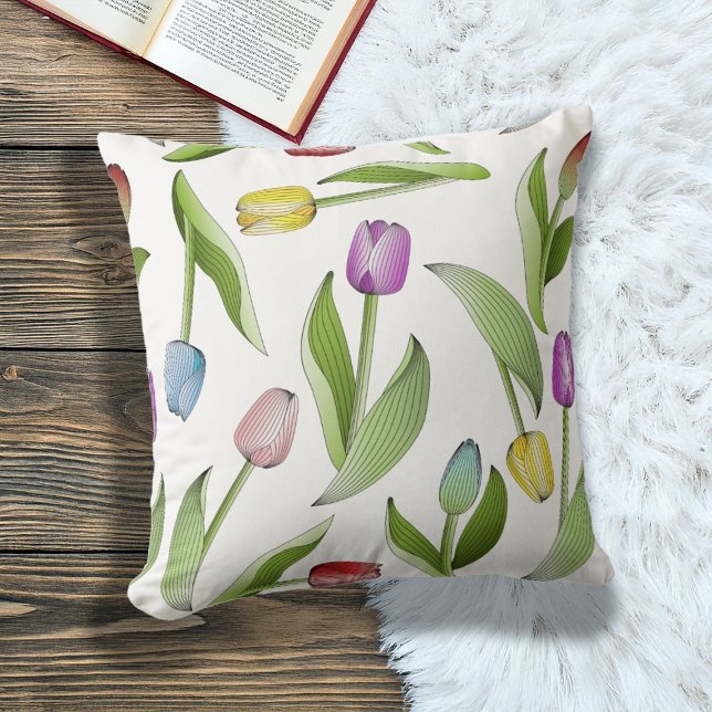 Coussin Tulipe Colorée Moderne (Créateur téléchargé)