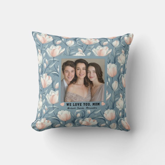 Coussin Tulipe Fleur Joyeux Anniversaire Maman Chambre (Recto)