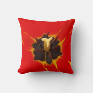 Coussin tulipe jaune rouge