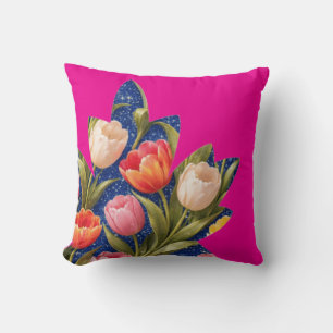 Coussin Tulipe rose