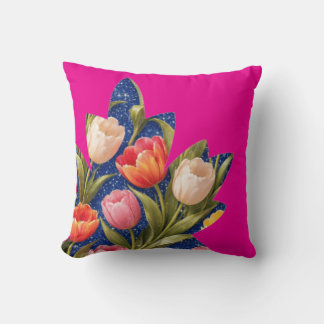 Coussin Tulipe rose