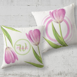 Coussin Tulipe rose Printemps Elégante Fleur fleurie Nom
