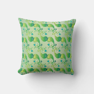 Coussin Tulipe verte Abstraite, modèle floral