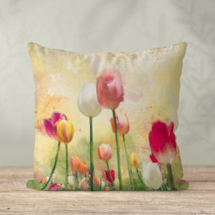 Coussin Tulipes aquarelles