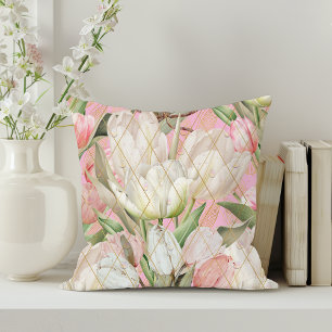 Coussin Tulipes Élégantes Modernes Avec Motif Or