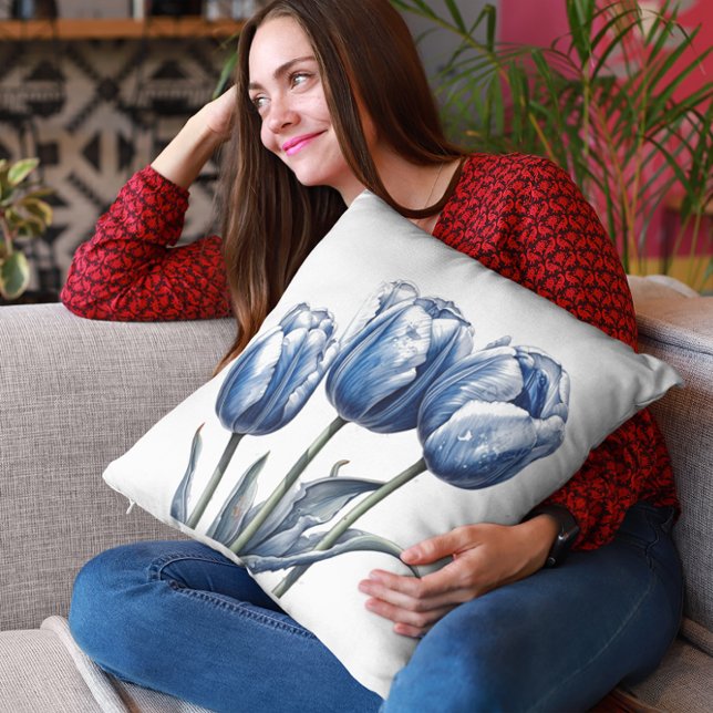 Coussin Tulipes en bleu de Delft  (Créateur téléchargé)