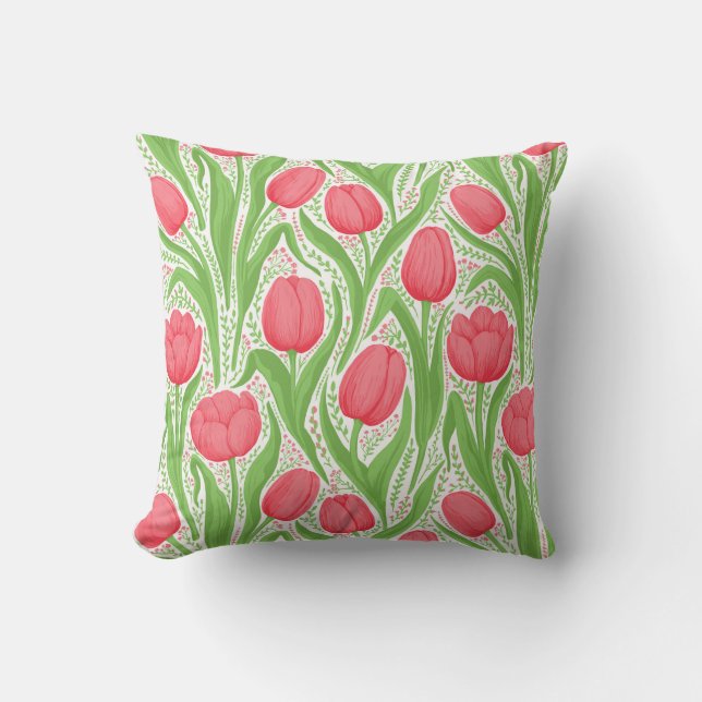 Coussin Tulipes en rouge et vert (Recto)