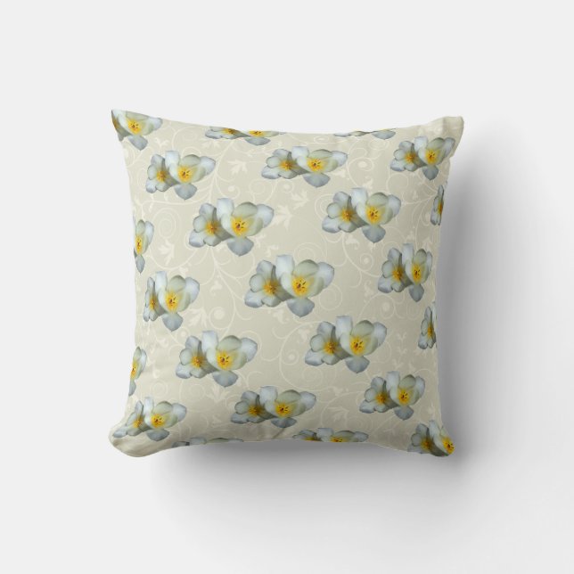 Coussin Tulipes Jaune Pâle Après la Pluie (Recto)