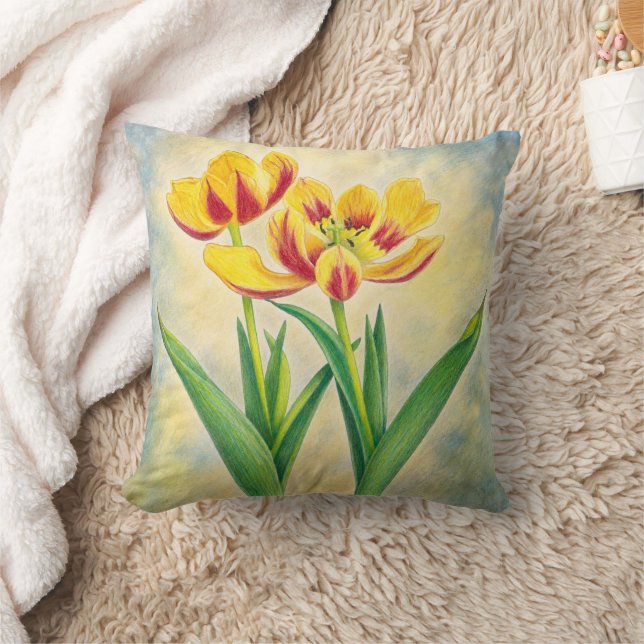 Coussin Tulipes jaunes et rouges (Couverture)