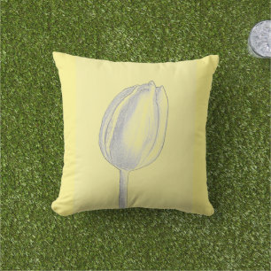 Coussin Tulipes Jaunes Légères Motif Floral Gris 2023