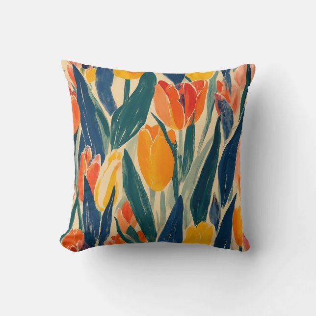 Coussin Tulipes Lumière de Printemps (Recto)
