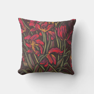 Coussin Tulipes mourantes Fleurs rouges État de la peintur