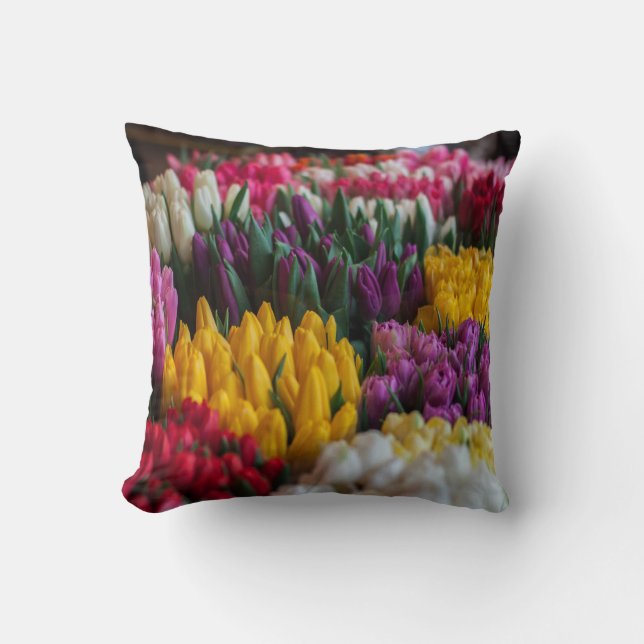 Coussin Tulipes multicolores (Recto)