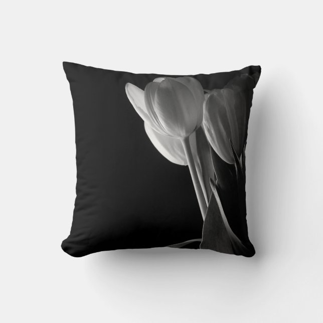 Coussin Tulipes noires et blanches (Recto)