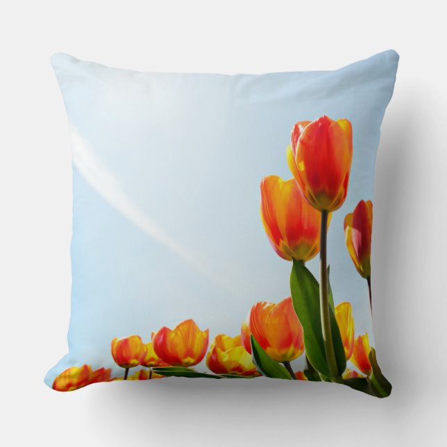 Coussin Tulipes oranges et rouges de dessous (Recto)