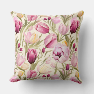 Coussin Tulipes roses
