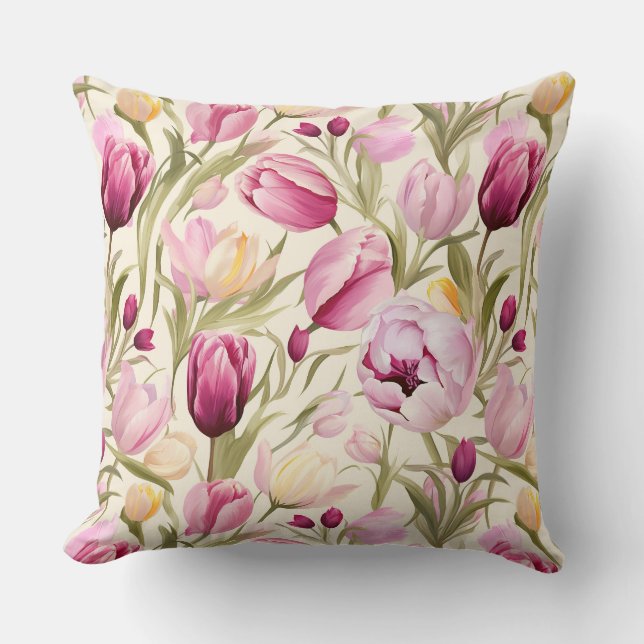 Coussin Tulipes roses (Recto)