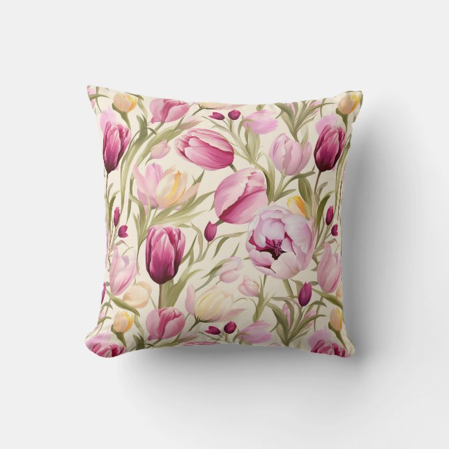 Coussin Tulipes roses (Recto)