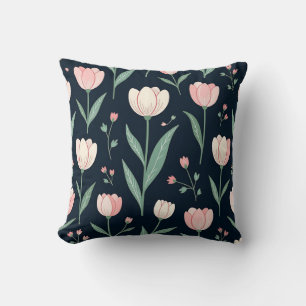 Coussin Tulipes Roses Élégantes Motif Floral Sans Couture