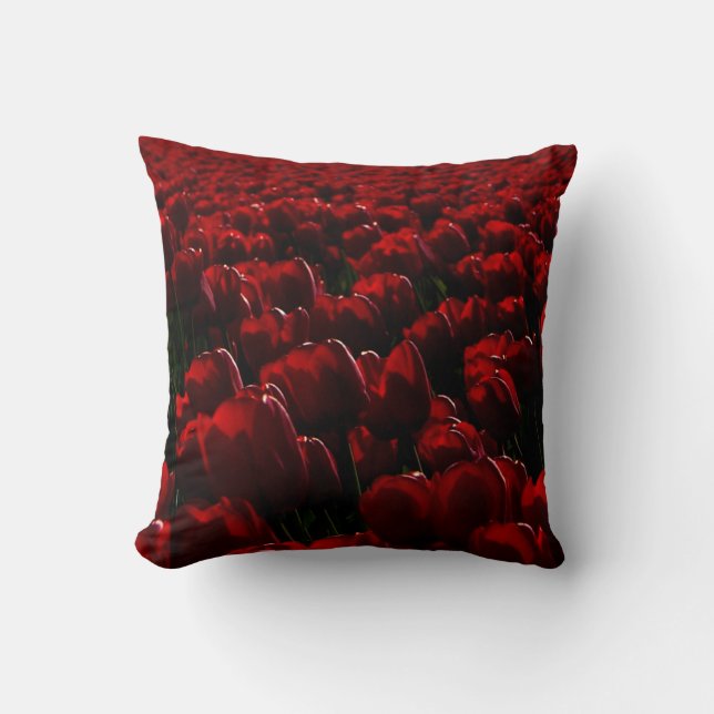 Coussin Tulipes rouge foncé, image de champ de tulipe réel (Recto)
