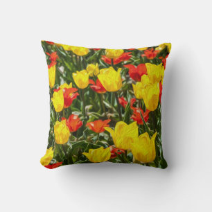 Coussin Tulipes rouges et jaunes
