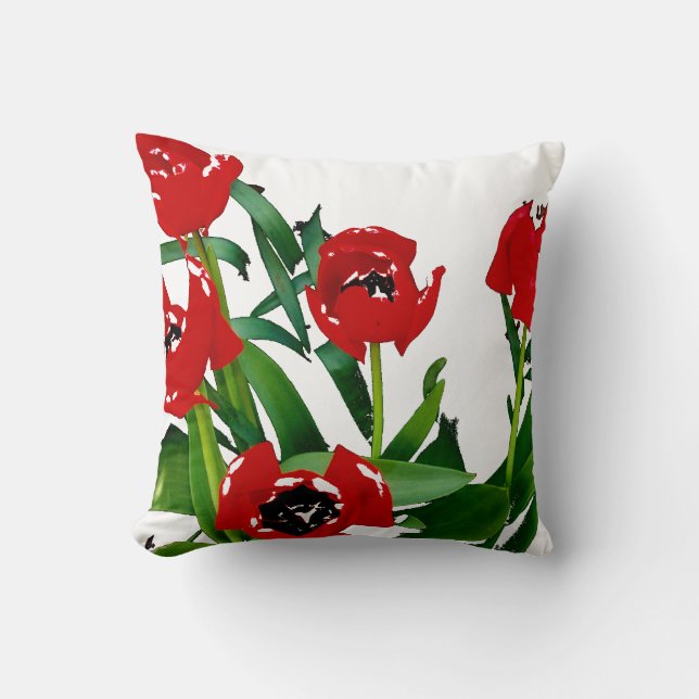 Coussin Tulipes rouges lumineuses (Recto)