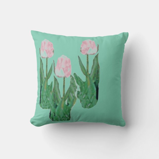 Coussin Tulipes trois roses (Recto)