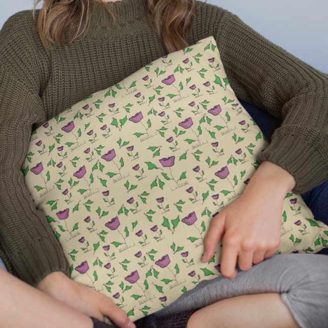Coussin Tulipes violettes aquarelle florale (Créateur téléchargé)