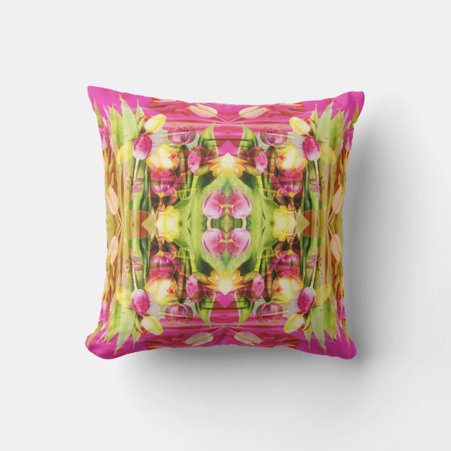Coussin TULIPS - Tulipes colorées d'art fractal - (Recto)