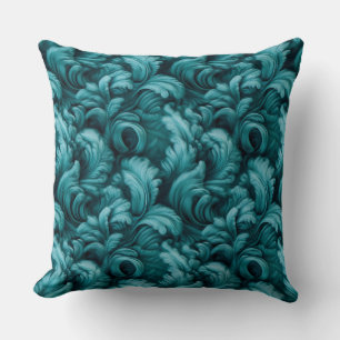 Coussin Tulle sarcelle turquoise floral élégant confort