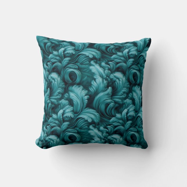 Coussin Tulle sarcelle turquoise floral élégant confort (Recto)