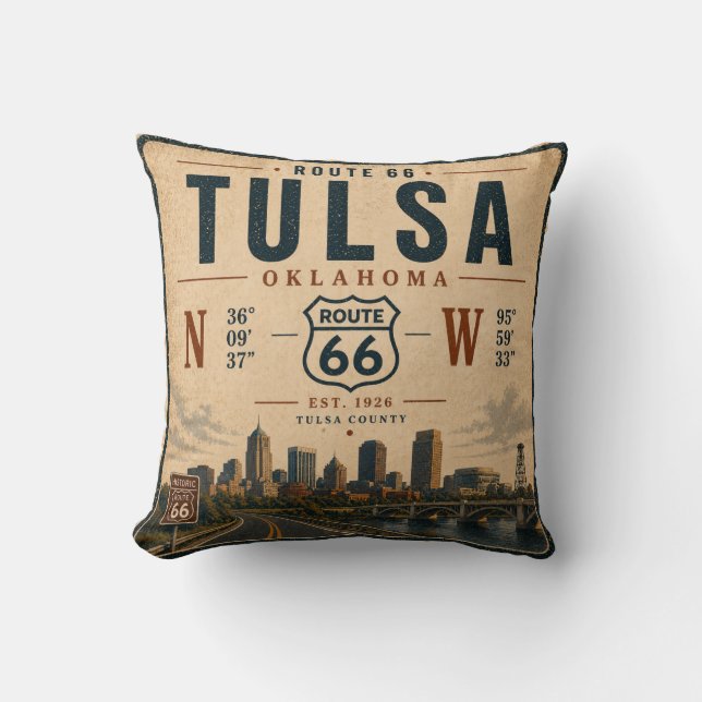 Coussin Tulsa Route 66 Skyline Retreat (Recto)