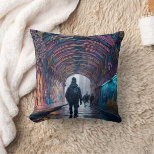 Coussin Tunnel de graffiti d'art