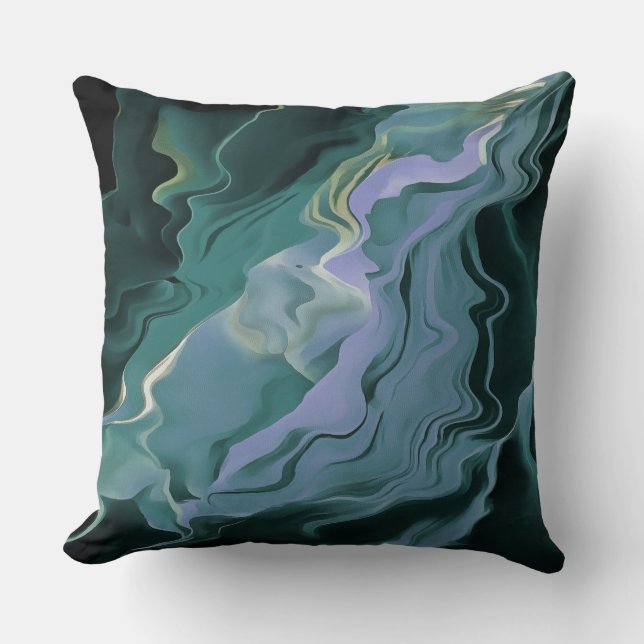 Coussin Turbulence bleue Acrylique pour l'art Abstrait (Recto)