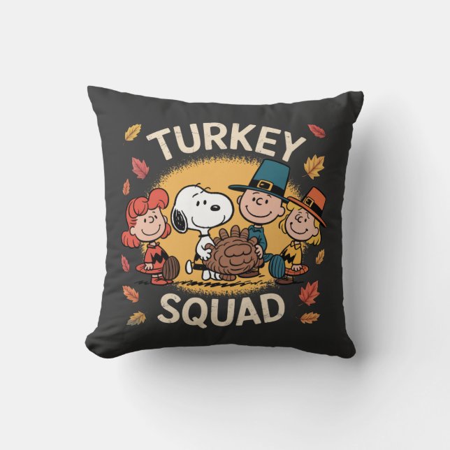 Coussin Turkey Squad Funny Cartoon Friends Thanksgiving (Recto)