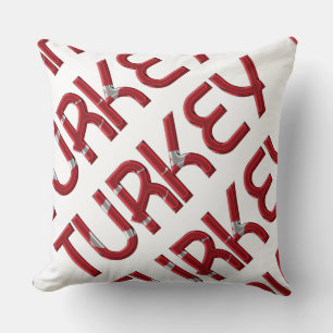Coussin Turquie Drapeau turc Typographie Souvenir