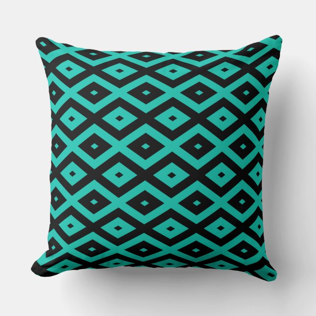 Coussin Turquoise and black diamond pattern (Recto)