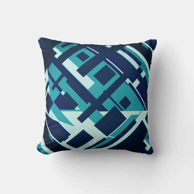 Coussin Turquoise Aqua Navy Diagonal Conception géométriqu (Recto)