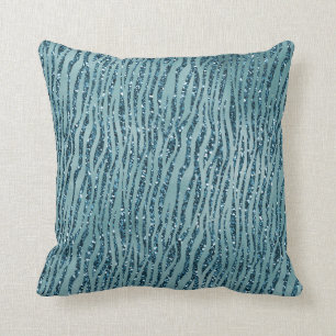 Coussin Turquoise Aqua Parties scintillant Zebra Print    