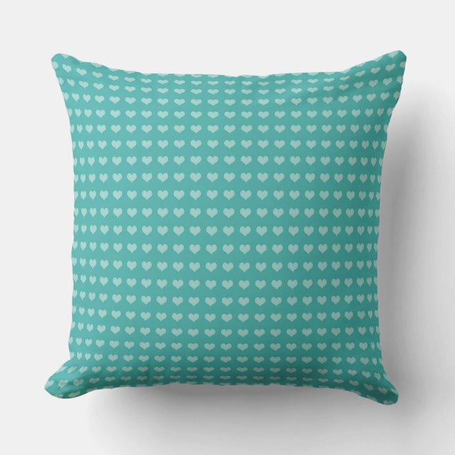 Coussin Turquoise avec un motif de cœur blanc charmant (Recto)