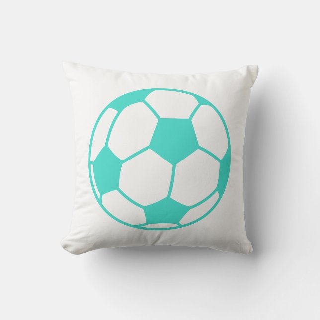 Coussin Turquoise; Bal de Football Vert Bleu (Recto)