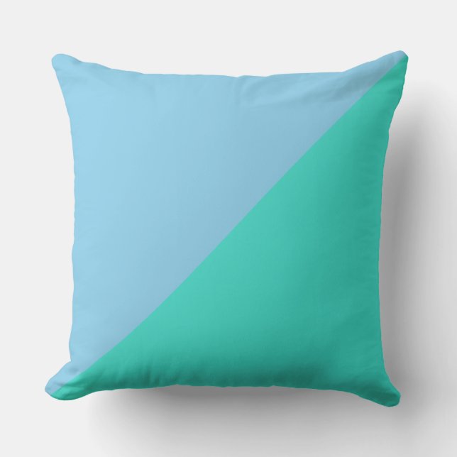Coussin Turquoise & Bébé bleu couleur solide (Recto)
