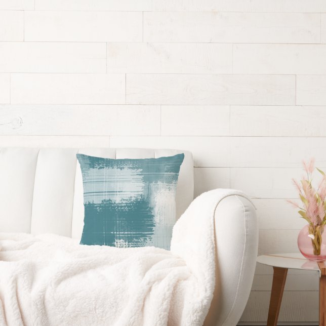 Coussin Turquoise Blanc Abstrait (Canapé)