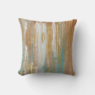 Coussin Turquoise, blanche, rouge ocre et or Abstrait