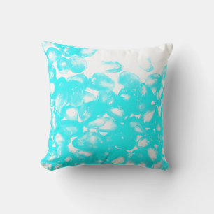 Coussin Turquoise Bleu Blanc Abstrait Motif Moderne Cadeau