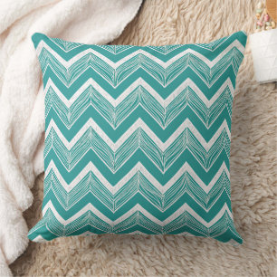 Coussin Turquoise bleu Chevron Motif Nautique