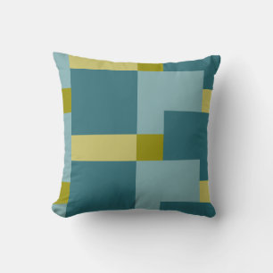 Coussin Turquoise bleu Olive Jaune Motif
