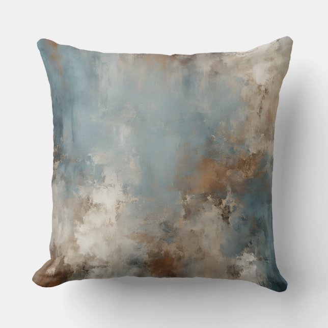 Coussin Turquoise bleu rouille Brown Abstrait (Recto)